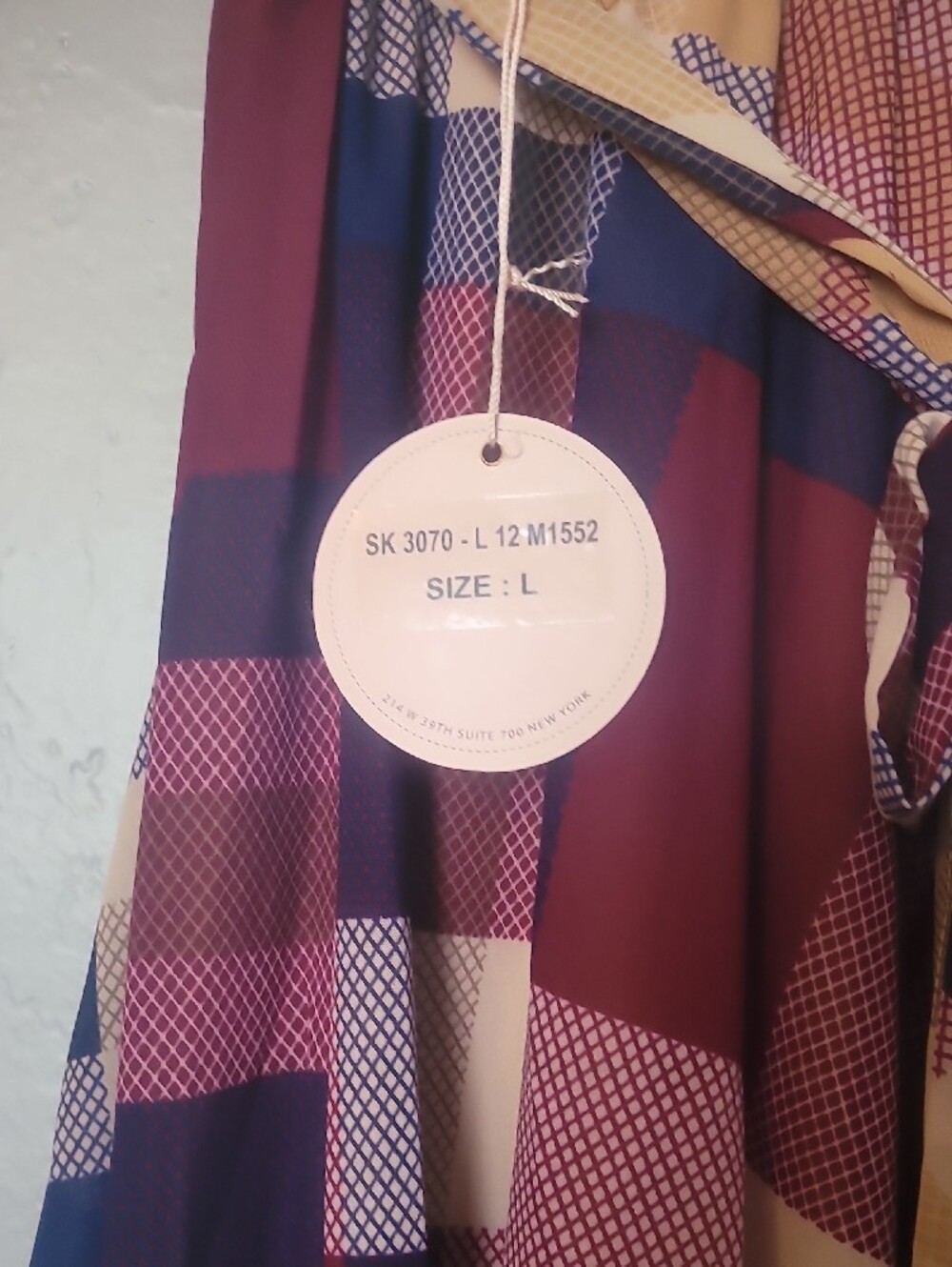 Plaid Circle Skirt with Tie Waist - Navy, Burgundy & Cream - Picture 3 of 4